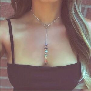 Boho stone drop necklace M506